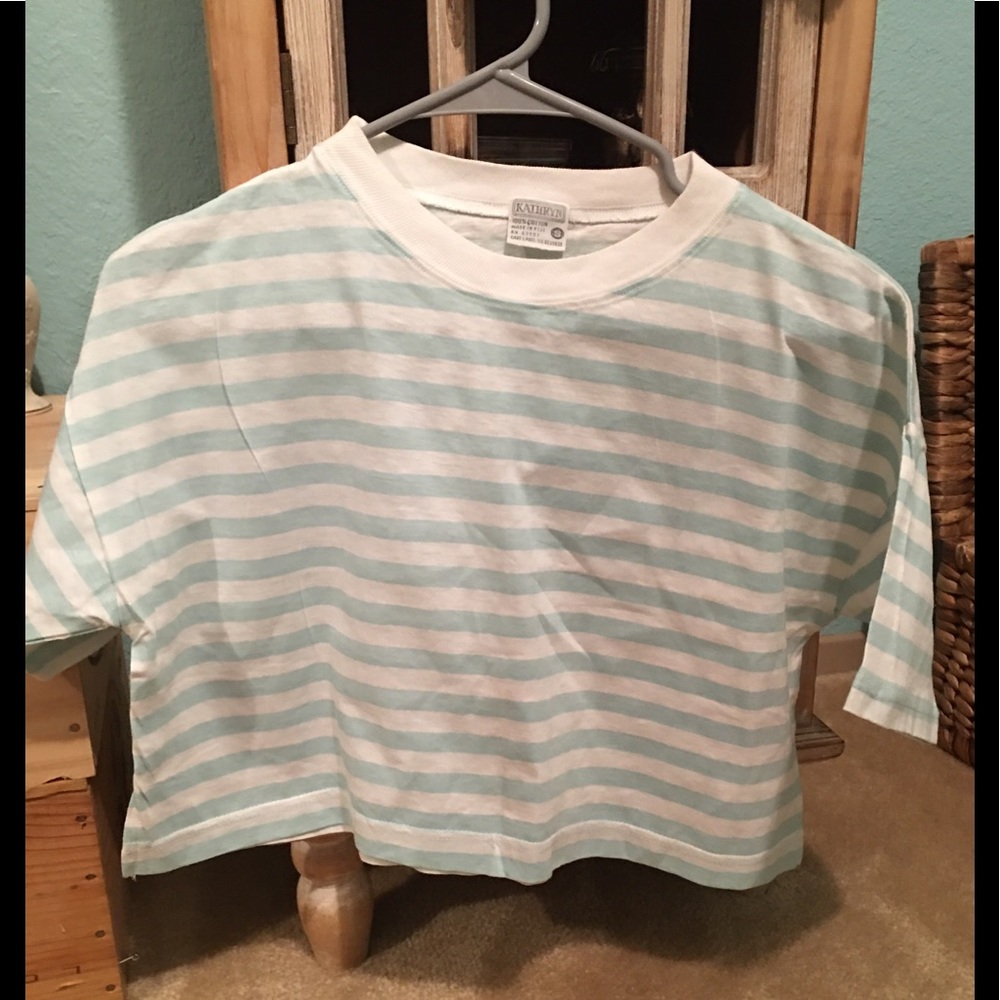 Blue and white crop top